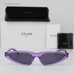 BRAND NEW Celine CL40231I 81Y Transparent Violet Geometric Unisex Sunglasses